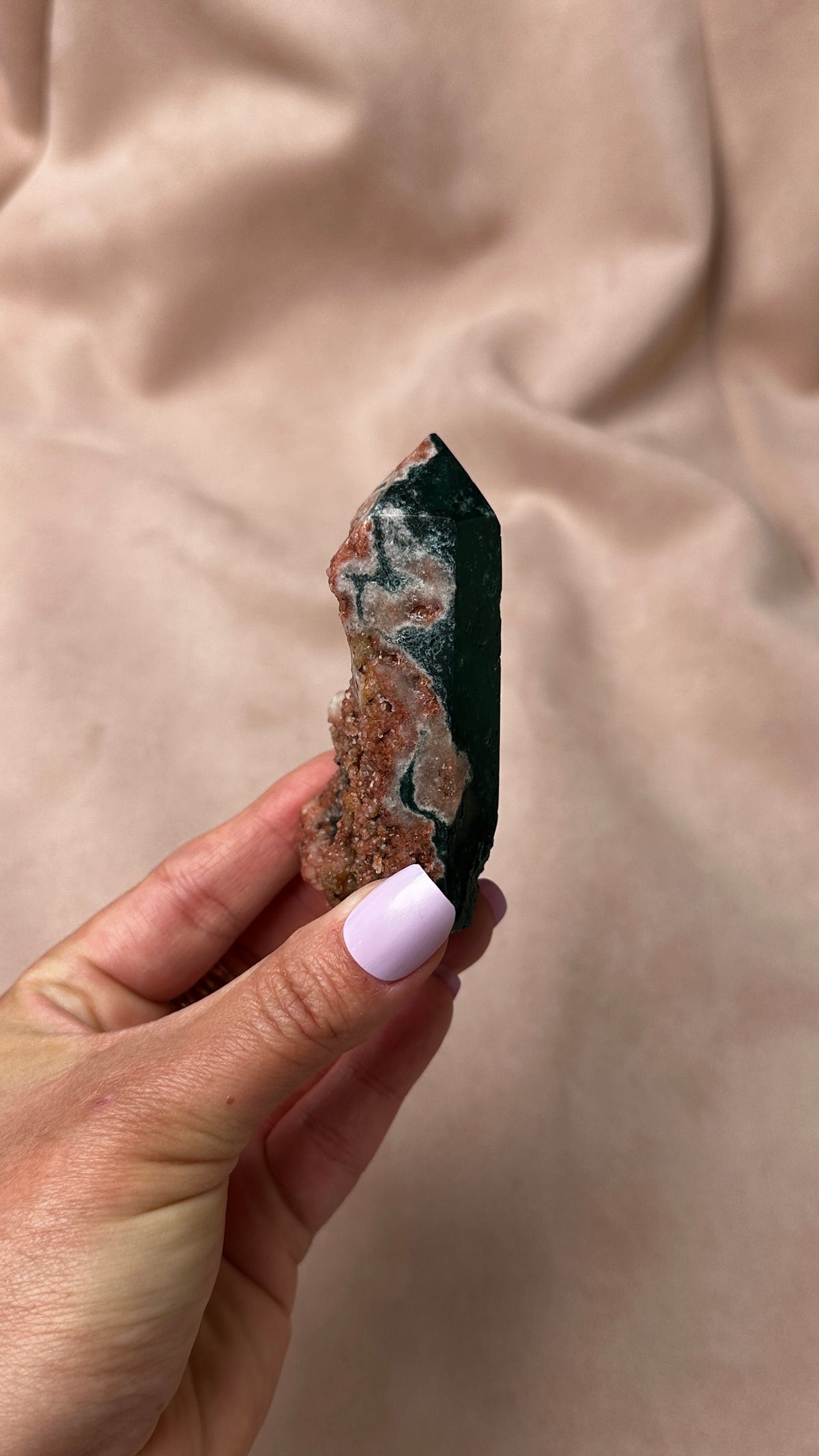 Deep Rose Pink Amethyst with Green Jasper (L)