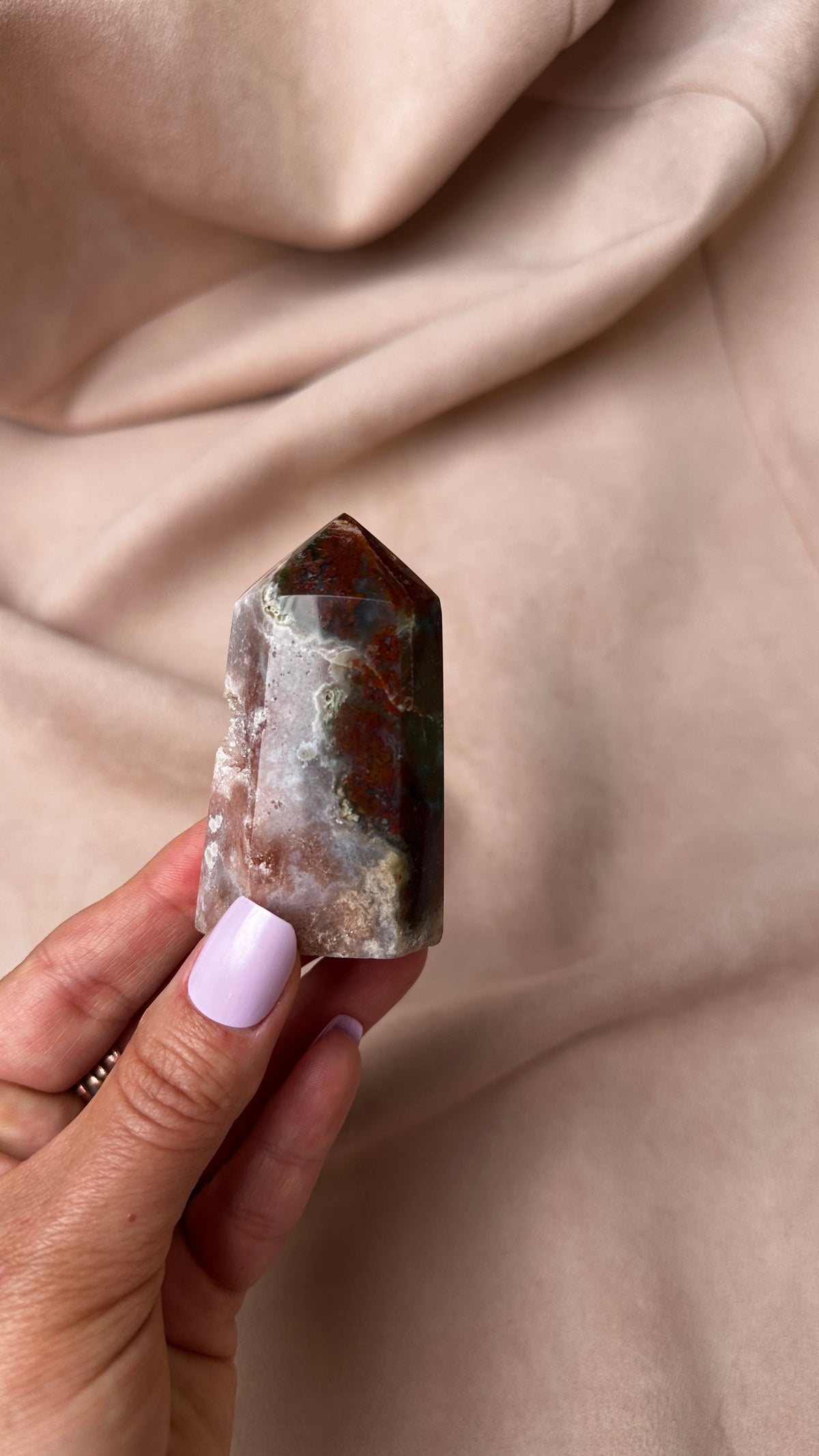 Red Moss Agate Druzy Amethyst (O)