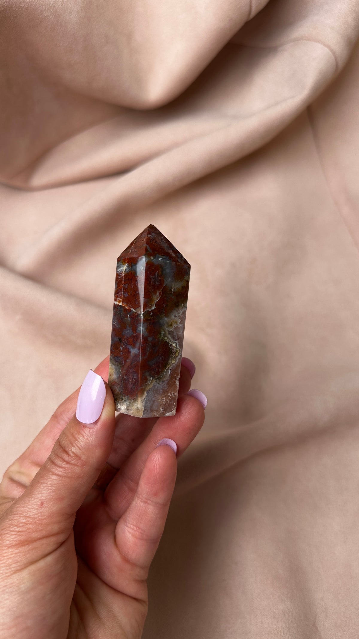 Red Moss Agate Druzy Amethyst (O)