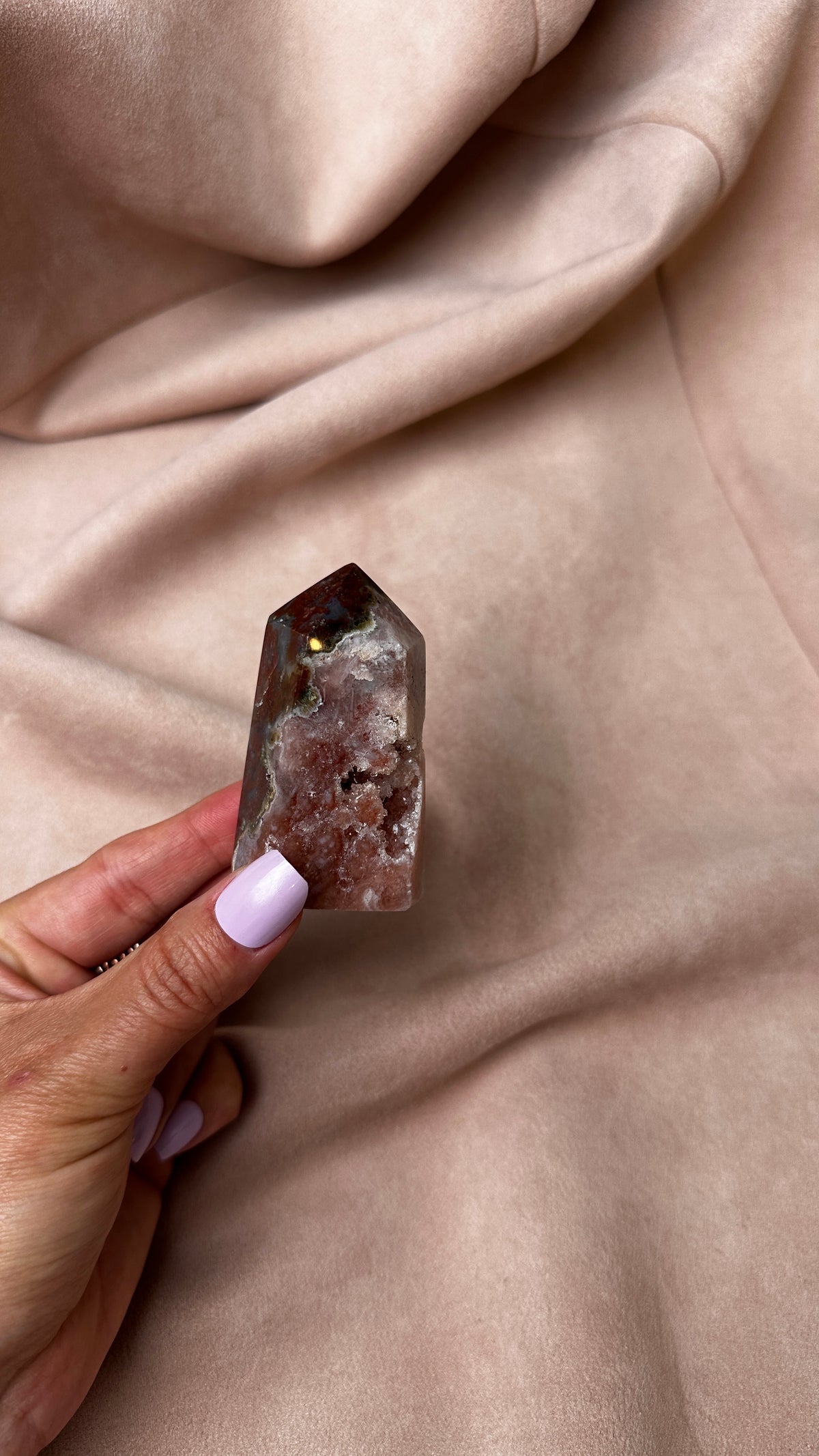 Red Moss Agate Druzy Amethyst (O)